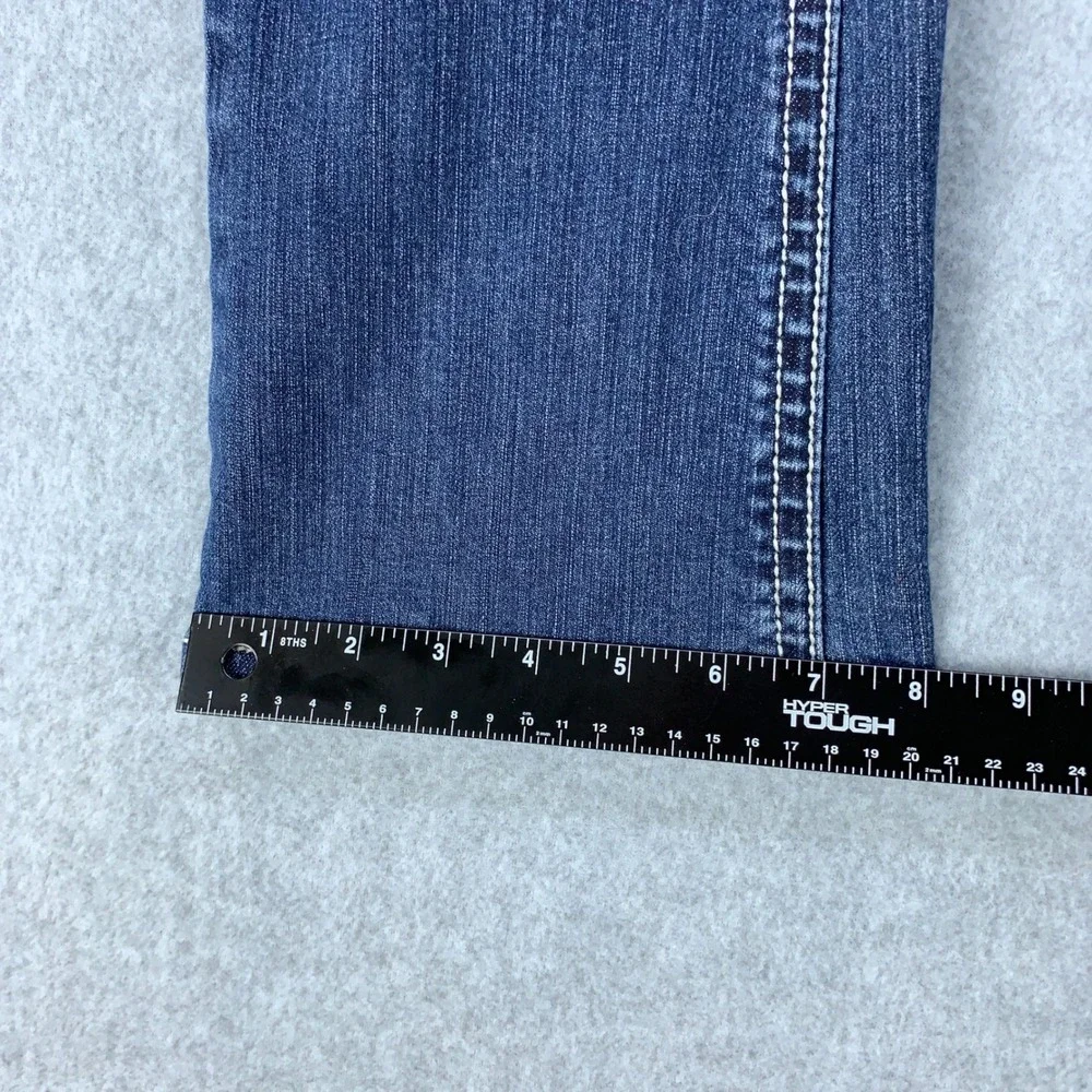 L.A. Idol Bootcut Jeans Womens 7 Blue Rhinestone Embroidered Pockets Stretch